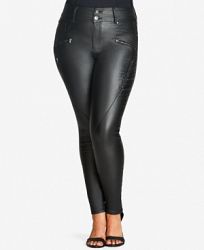 City Chic Plus Size Zip-Pocket Faux-Leather Skinny Pants