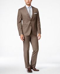 Perry Ellis Portfolio Men's Medium Brown Sharkskin Extra-Slim Fit Suit
