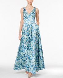 Adrianna Papell Floral-Print A-Line Gown