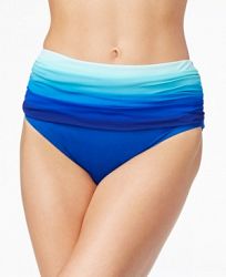 Bleu by Rod Beattie Ombre Shirred High-Waist Swim Bottoms Women's Swimsuit