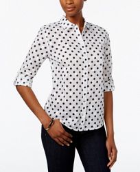 Karen Scott Petite Dot-Print Shirt, Created for Macy's
