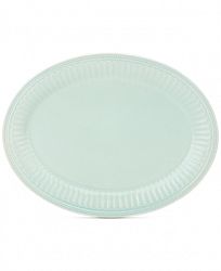 Lenox French Perle Groove Collection 16" Ice Blue Oval Platter