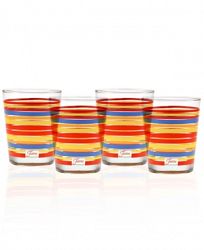 Fiesta Scarlet Stripe Set of 4 Double Old-Fashioned Glasses