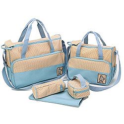 Win8Fong 5 in 1 Baby Bear Tote Shoulder Durable Diaper Bags Nappy Mummy Bags (Light Blue)