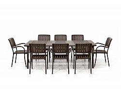 Maestrale Patio Dining Table With 8 Musa Armchairs in Cafe
