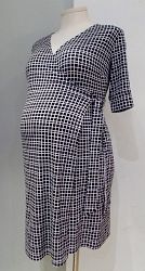 Thyme Maternity black and white square print wrap dress - L