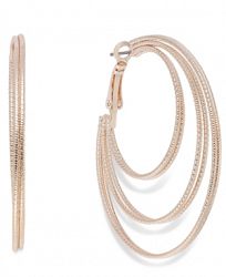 Inc International Concepts Rose Gold-Tone Textured Orbital Hoop Earrings
