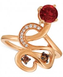 Le Vian Chocolatier Raspberry Rhodolite (9/10 ct. t. w. ) and Diamond (1/6 ct. t. w. ) Ring in 14k Rose Gold