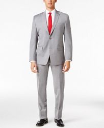 Michael Michael Kors Men's Classic-Fit Light Gray Sharkskin Peak Lapel Suit