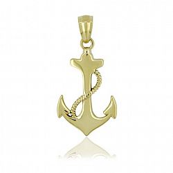 Unbrand Women's 10Kt Yellow Gold Anchor With Twisted Wire Rope Charm Yellow Gold