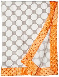 Bacati Playful Foxs Blanket, Grey Dots with Orange Border