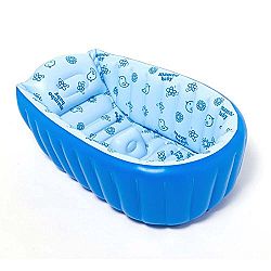 MINI Inflatable Bathtub For Toddlers, Thick Foldable Shower Basin (Blue)