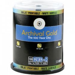 Delkin DDVD R I 100 SPIN 8X 100 Year Life Span Archival Gold Inkjet DVD R 100 Pack Spindle H3C0CRVB8-1613