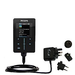 International AC Home Wall Charger for the Philips GoGear SA9200/17 Super Slim - 10W Charge supports wall outlets and voltages worldwide - Uses Gomadic Brand TipExchange