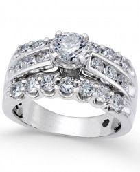 Diamond Three-Row Engagement Ring (2 ct. t. w. ) in 14k White Gold