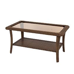 Spring Haven Brown All-Weather Wicker Patio Large Rectangular Coffee Table