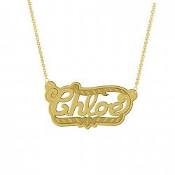 Unbrand Gold Over Sterling Silver Personalized "Chloe" Double Nameplate Yellow Not Applicable