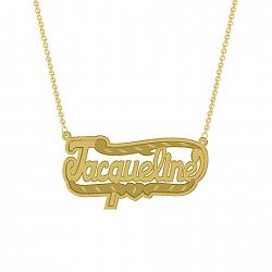 Unbrand Gold Over Sterling Silver Personalized "Jacqueline" Double Nameplate Yellow Not Applicable