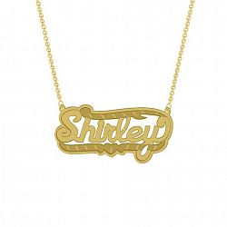 Unbrand Gold Over Sterling Silver Personalized "Shirley" Double Nameplate Yellow Not Applicable