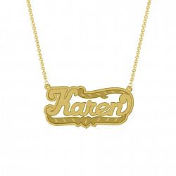 Unbrand Gold Over Sterling Silver Personalized "Karen" Double Nameplate Yellow Not Applicable
