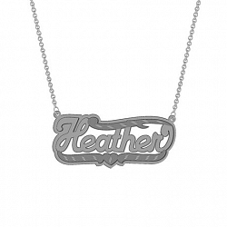 Unbrand Sterling Silver Personalized "Heather" Double Nameplate White Not Applicable