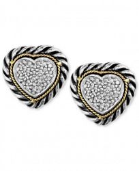Balissima by Effy Diamond Cable Heart Stud Earrings (1/5 ct. t. w. ) in Sterling Silver and 18k Gold