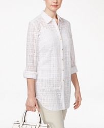 Jm Collection Petite Windowpane Shirt, Created for Macy's