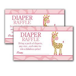 Pink Girl Giraffe Printed Baby Shower Diaper Raffle Tickets (20)