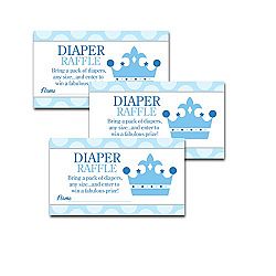 Little Prince Blue Boy Baby Shower Diaper Raffle Tickets 20-pack