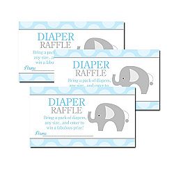 Mod Blue Elephant Baby Shower Diaper Raffle Tickets 20-pack