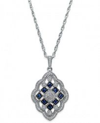 Sapphire (1/4 ct. t. w. ) and Diamond (1/7 ct. t. w. ) Pendant Necklace in Sterling Silver