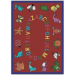 Joy Carpets Kid Essentials Early Childhood ABC Animals Rug, Red, 5'4 x 7'8 by Joy Carpets