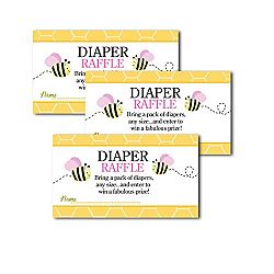 Bumble Bee Pink Girl Baby Shower Diaper Raffle Tickets 20-pack