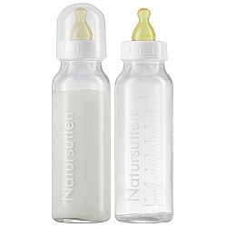 Natursutten Glass Baby Bottles With Slow Flow Nipple, 2 Pack