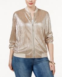 Inc International Concepts Plus Size Metallic Bomber Jacket, Only at Macy's