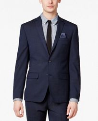 Bar Iii Men's Extra-Slim Fit Stretch Wrinkle-Resistant Blue/Black Check Suit Jacket, Created for Macy's