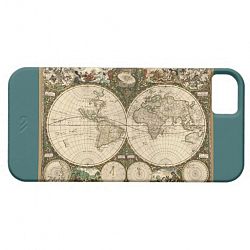 Antique 1660 World Map by Frederick de Wit Iphone 5 Covers