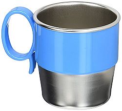 Innobaby Din Din Smart Stainless Steel Cup (9 oz) with Handle for Babies, Toddlers and Kids. BPA free, Blue