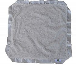 Cozy Wozy Paisley Minky Baby Lovie Sized Blanket with Satin Trim Lovie, Ivory, 18" x 18"