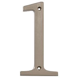 4 Inch Brushed Nickel House Number 1