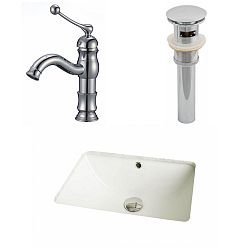 18 1/4-inch W x 13 1/2-inch D Rectangular Sink Set with Single Hole Faucet and Drain in Biscuit