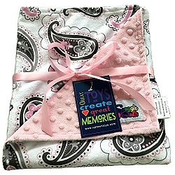 Reversible Unisex Children's Soft Baby Blanket Minky Dot (Choose Color) (Paisley Pink)