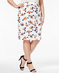 Nine West Plus Size Floral-Print Pencil Skirt
