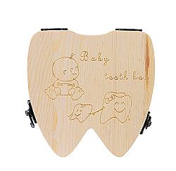 Mapletop Baby's Tooth Box Organizer for Baby Milk Teeth Save Wood Storage