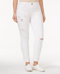 Rampage Trendy Plus Size Sophie Ripped White Wash Skinny Jeans