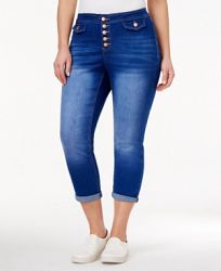 Rampage Trendy Plus Size Cropped Maiden Wash Skinny Jeans