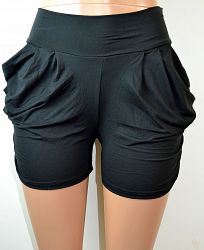 Shosho Womens Solid Color Harem Shorts - L/XL / Black