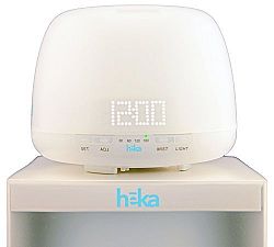 Heka Living Essential Oil Diffuser Humidifier - Built in Clock - Ultrasonic Aromatherapy Humidifier - 400 ml - Ultra Quiet - 4 Timer Settings - Adjustable Light - Safety Auto Off Function
