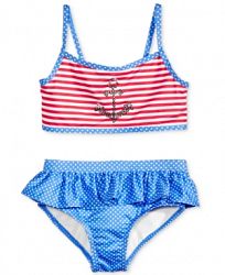 Penelope Mack 2-Pc. Anchor Striped Bikini Swimsuit, Toddler Girls (2T-5T) & Little Girls (2-6X)