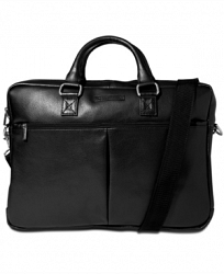 Perry Ellis Zip-Top Leather Briefcase